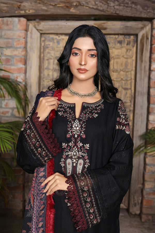 Zooj Fereydun Luxury Embroidered Dhanak 3pc With Printed Whool Shawal-GA1934