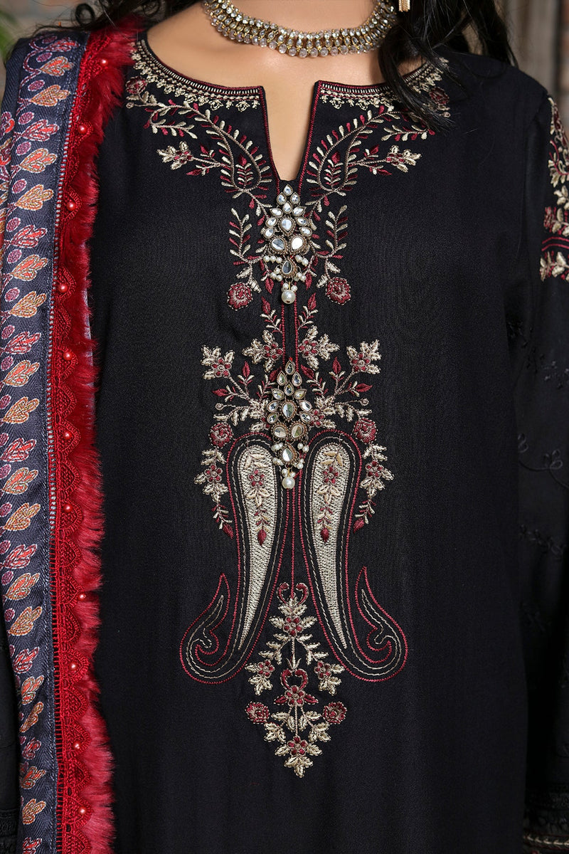 Zooj Fereydun Luxury Embroidered Dhanak 3pc With Printed Whool Shawal-GA1934