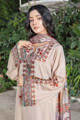 Zooj Dilaara Luxury Embroidered Dhanak 3pc With Printed Whool Shawal-GA1944