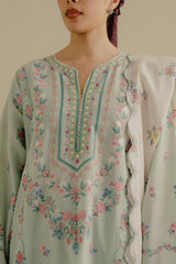 ZS Embroidered Lawn 3pc with Printed Chiffon Dupatta- GA2163