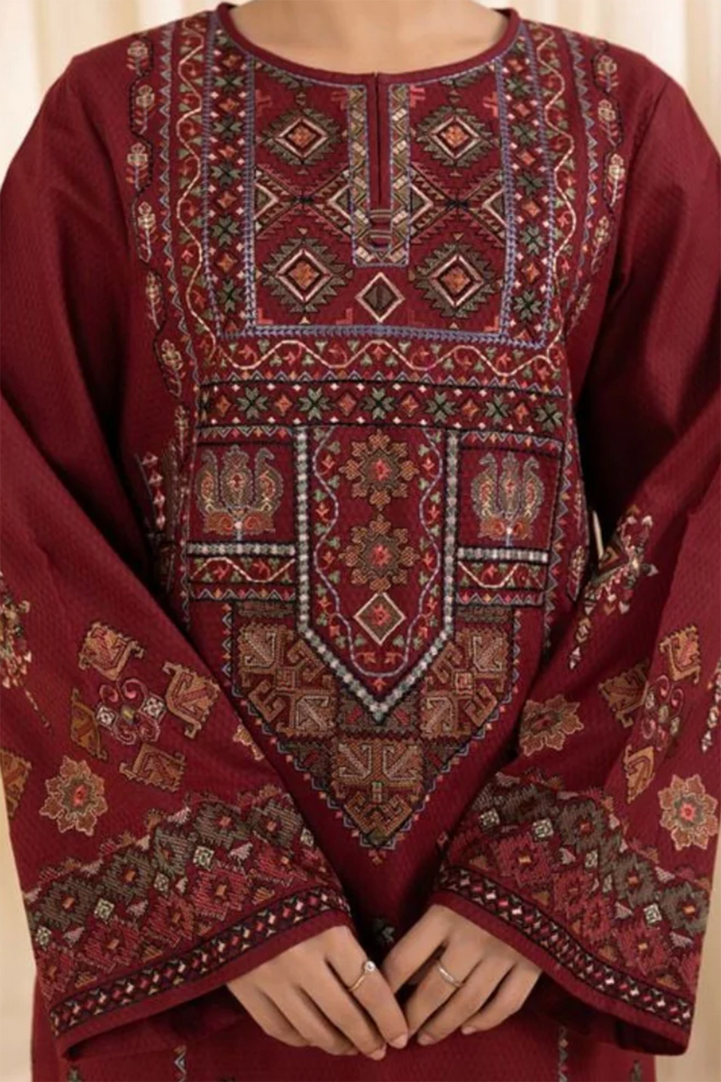 Sapphire 3PC Embroidered karandi Suit with Printed Shawal -GA2080