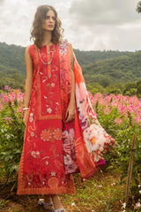 Mushq Embroidered Lawn 3pc with Silk Dupatta- GA2197