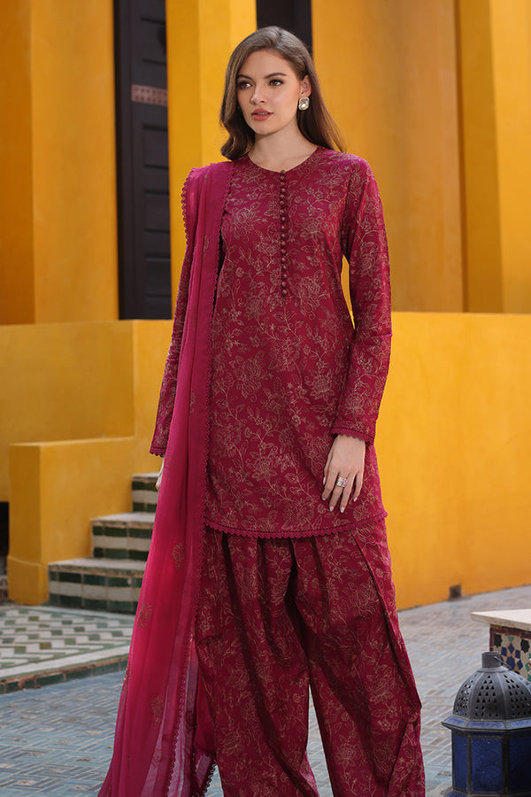 Bareeze Embroidered Lawn 3pc with Embroidered Crinkle Chiffon Dupatta- GA2035