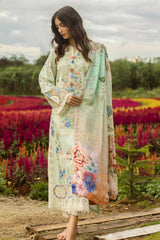 Mushq Embroidered Lawn 3pc with Silk Dupatta- GA2199