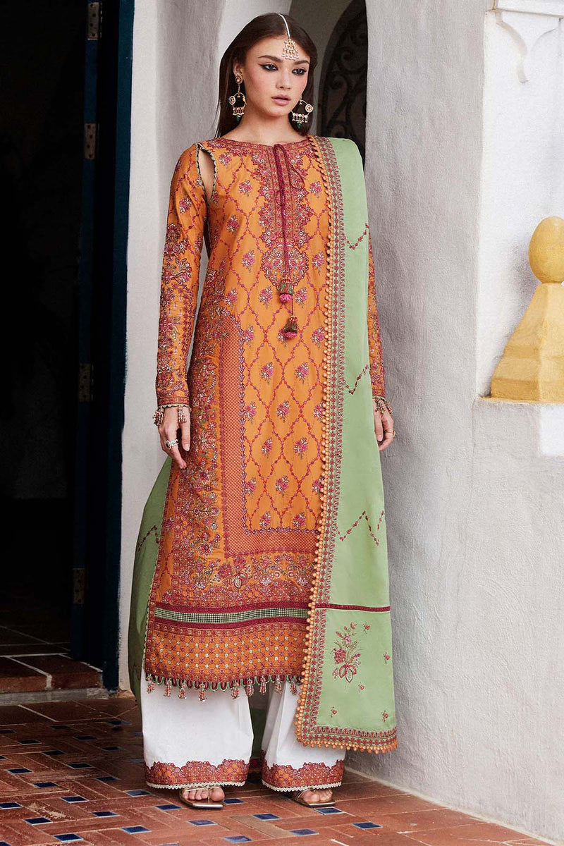 Hussain Rehar 3PC Embroidered Dhanak Suit with Printed Shawal -GA1986