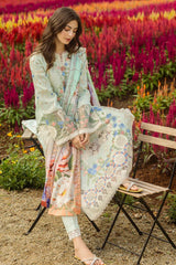 Mushq Embroidered Lawn 3pc with Silk Dupatta- GA2199