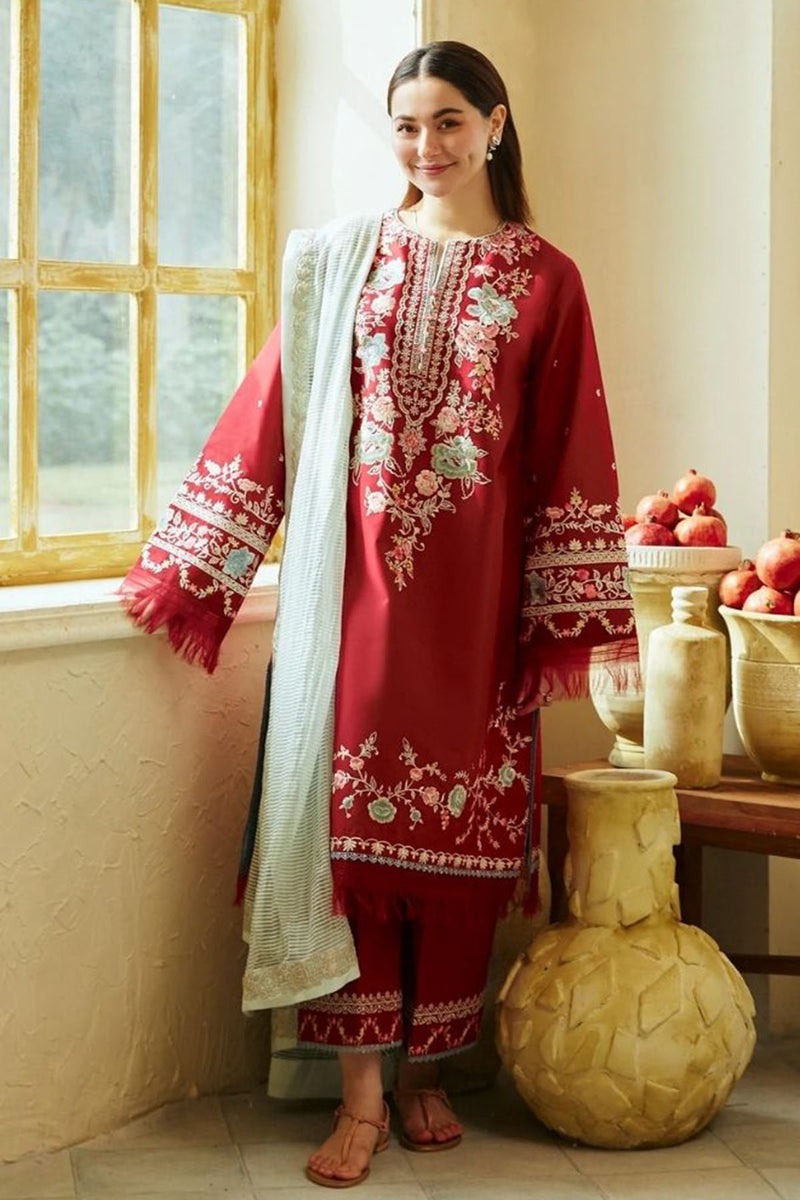 Zara Shahjahan 3Pc Luxury Embroidered Lawn with Embroidered Slub Net Dupatta - GA1870