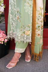 ELAF Embroidered Lawn 3pc with Printed Chiffon Dupatta- GA2164