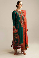 Hussain Rehar 3PC Embroidered Dhanak Suit with Printed Shawal -GA1985