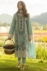 Mushq Embroidered Lawn 3pc with Silk Dupatta- GA2192