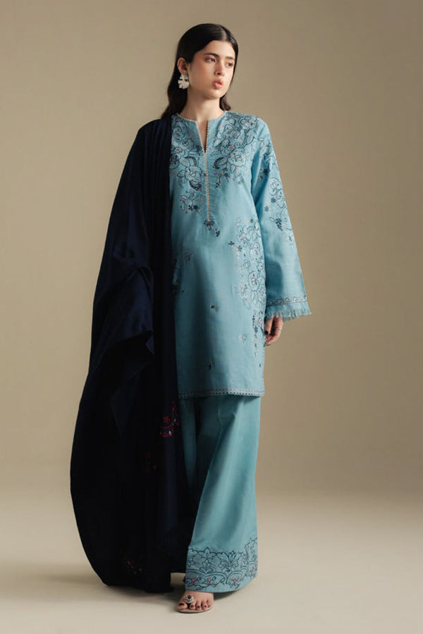 Zarashah Jahan Embroidered Dhanak 3pc with Printed Shawl- GA2128