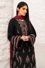 Jazmin 3PC Embroidered Karandi Suit with Printed whool shawal-GA2112