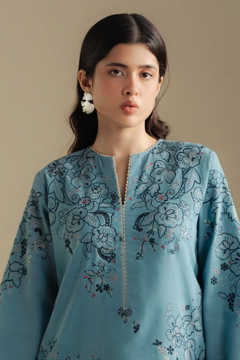 Zarashah Jahan Embroidered Dhanak 3pc with Printed Shawl- GA2128