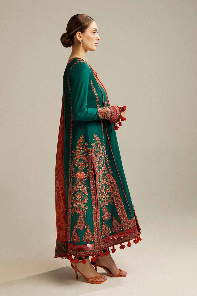 Hussain Rehar 3PC Embroidered Dhanak Suit with Printed Shawal -GA1985