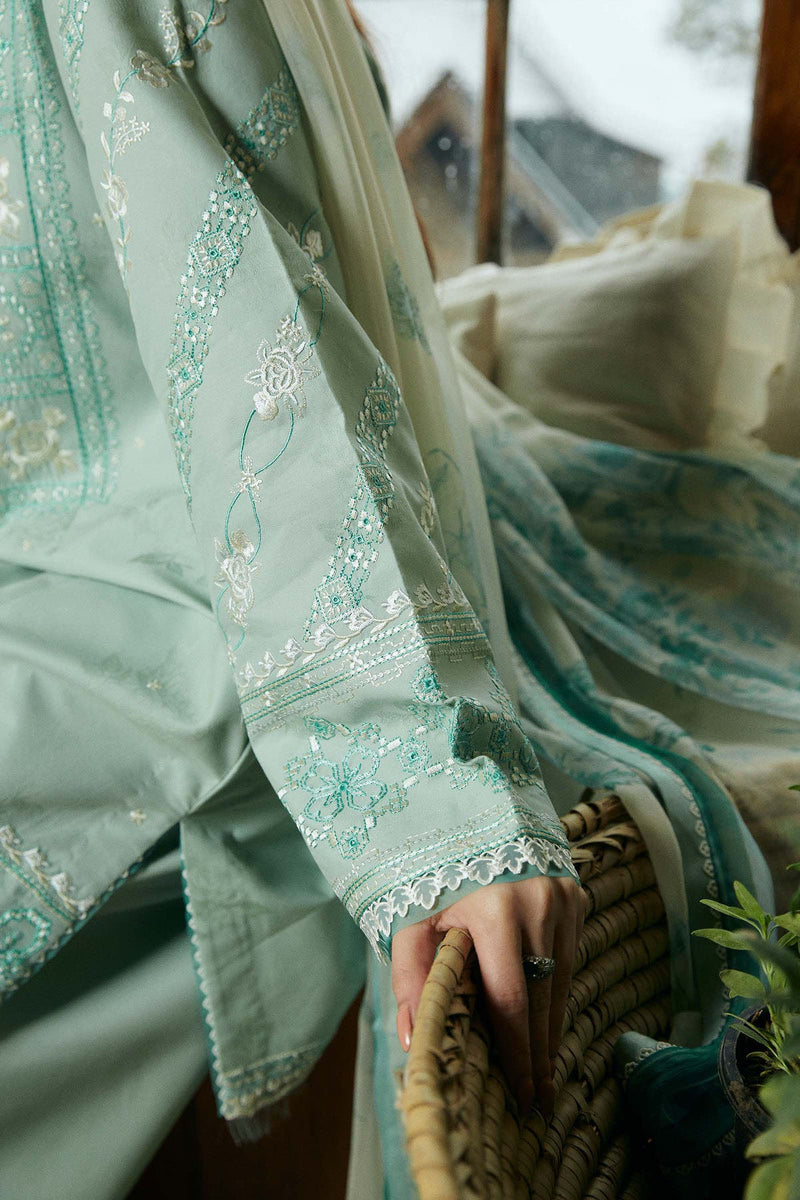 Zara Shahjahan Embroidered Lawn 3pc with Printed Slub Net Dupatta- GA1908