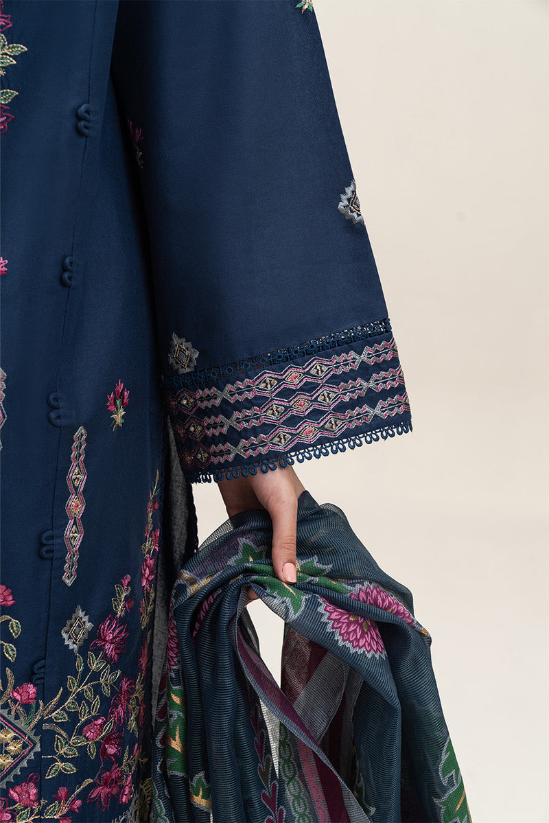 Sapphire 3PC Embroidered karandi Suit with Printed Shwal -GA2073