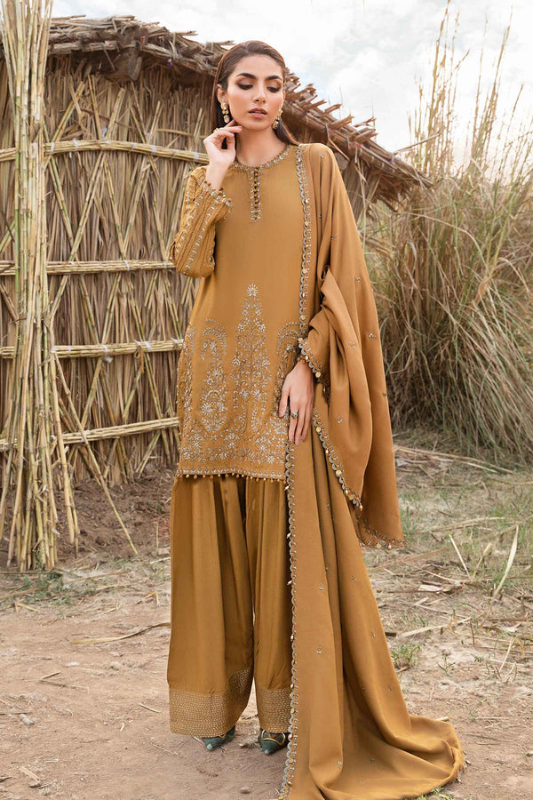 Maria B 3PC Embroidered karandi Suit with Embroidered Shawal -GA2083