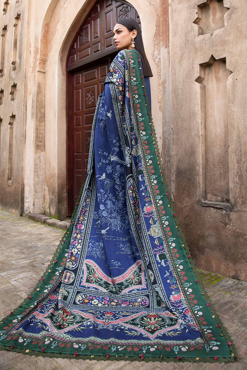 Maria B 3PC Embroidered Karandi Suit with Printed whool shawal-GA2101
