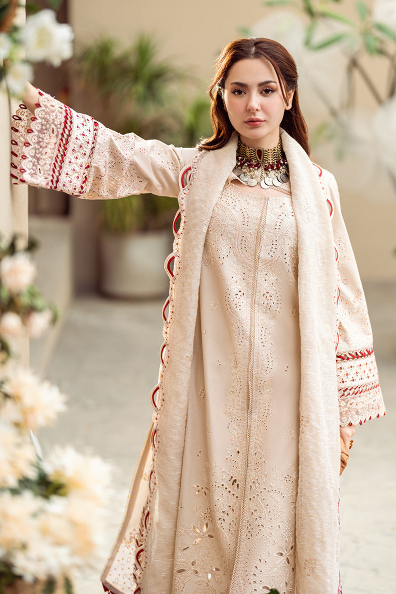 Qalamkar Embroidered Lawn 3pc with Embroidered Slub Net dupatta-GA2028