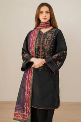 Jazmin 3PC Embroidered Karandi Suit with Printed whool shawal-GA2110