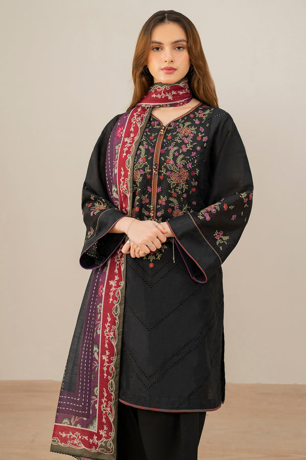Jazmin 3PC Embroidered Karandi Suit with Printed whool shawal-GA2110
