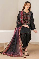 Jazmin 3PC Embroidered Karandi Suit with Printed whool shawal-GA2110