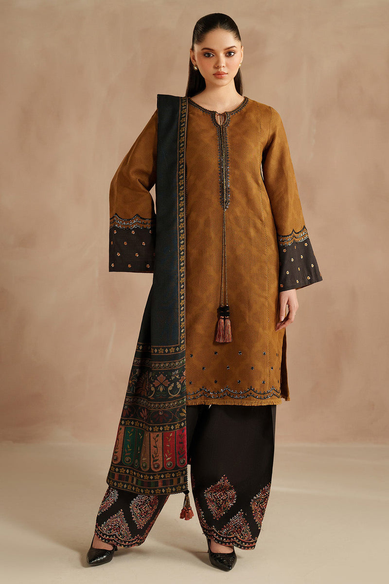 Jazmin Embroidered Dhanak 3pc with Printed Shawal- GA2132