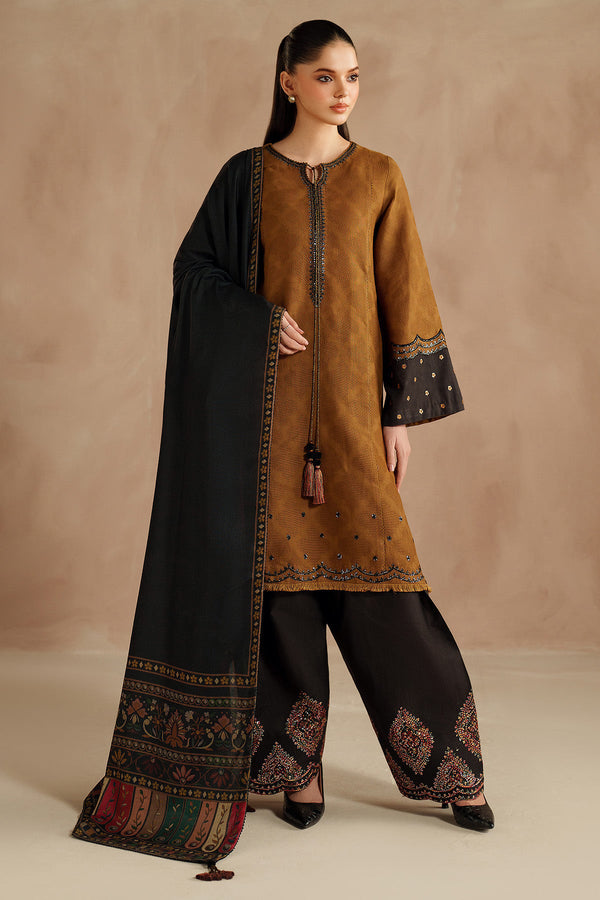Jazmin Embroidered Dhanak 3pc with Printed Shawal- GA2132