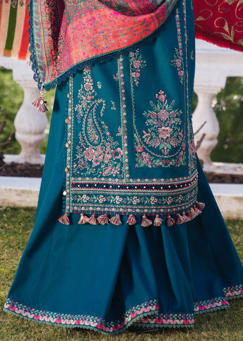 Hussain Rehar 3PC Embroidered karandi Suit with Printed Shawal -GA2069