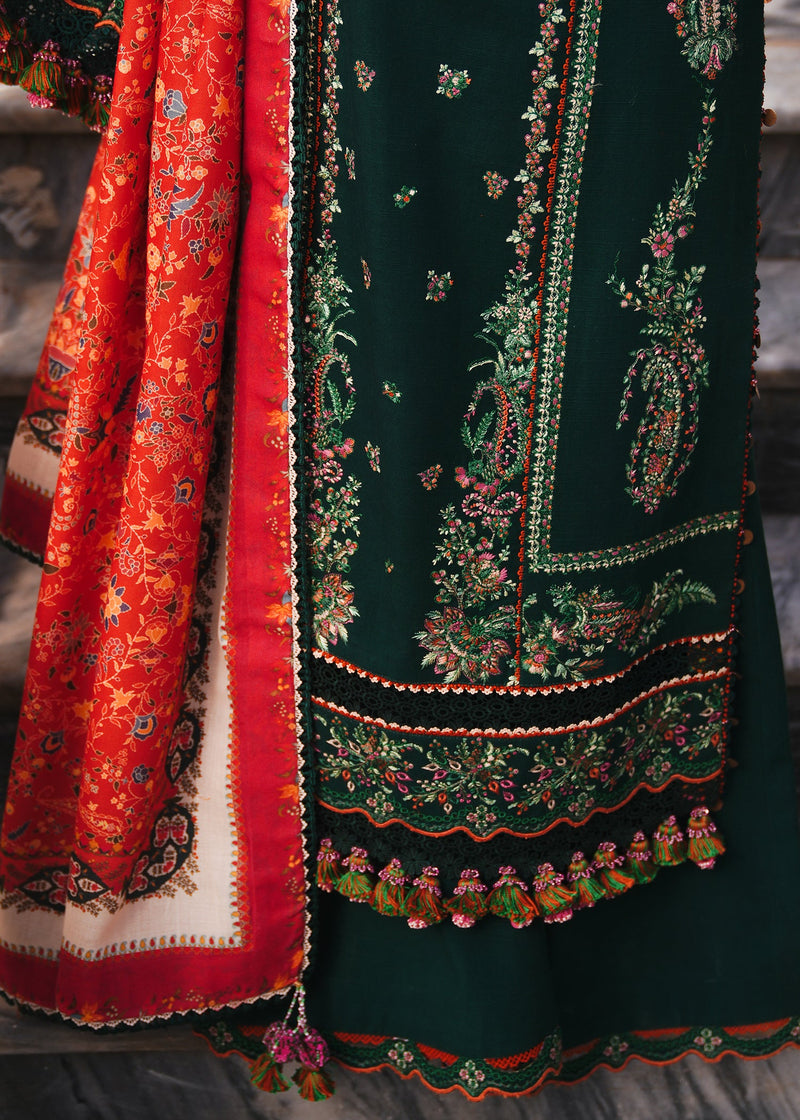 Hussain Rehar  3PC Embroidered karandi Suit with Printed Shawal -GA2065
