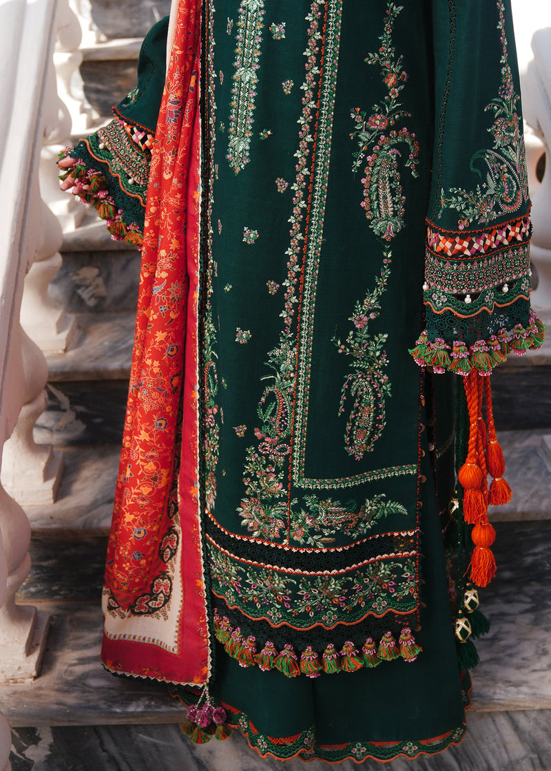 Hussain Rehar  3PC Embroidered karandi Suit with Printed Shawal -GA2065