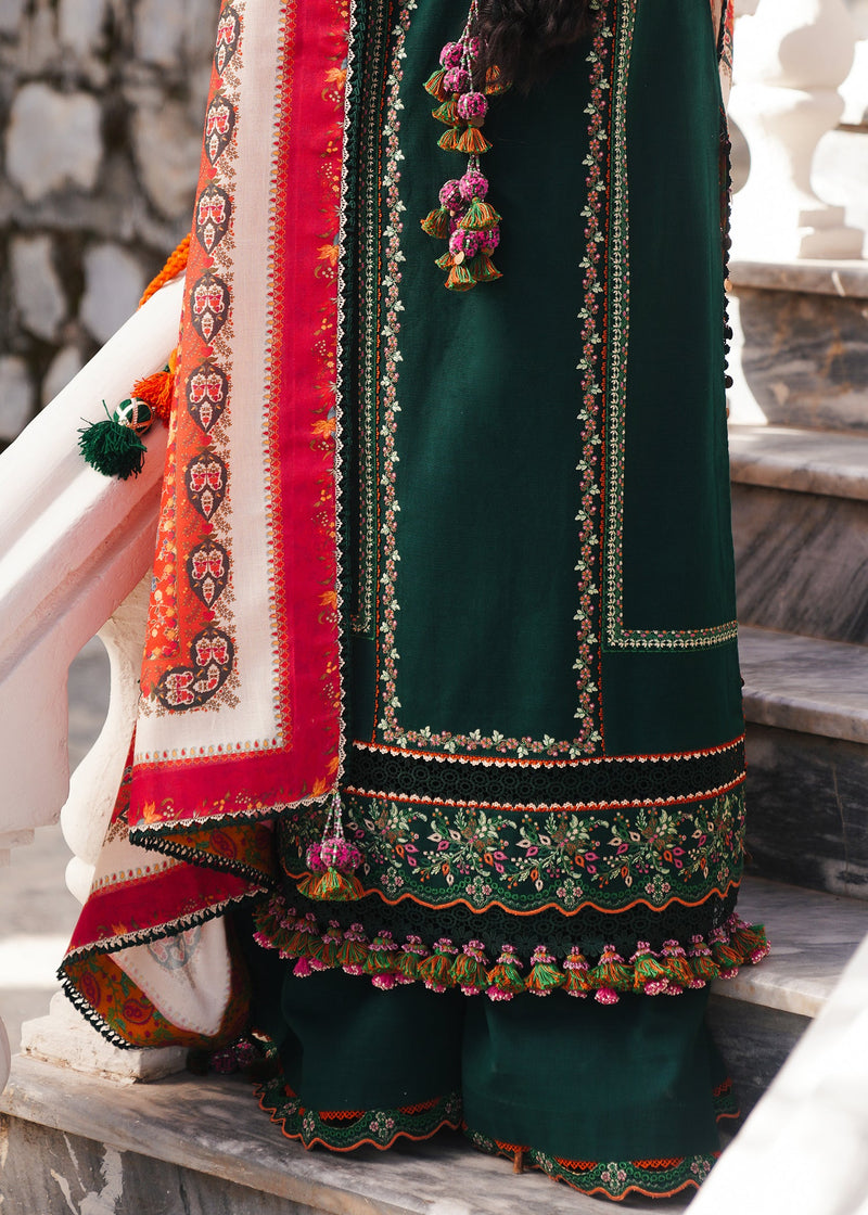 Hussain Rehar  3PC Embroidered karandi Suit with Printed Shawal -GA2065