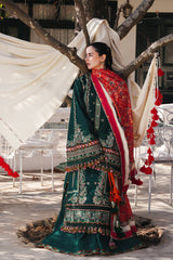 Hussain Rehar  3PC Embroidered karandi Suit with Printed Shawal -GA2065