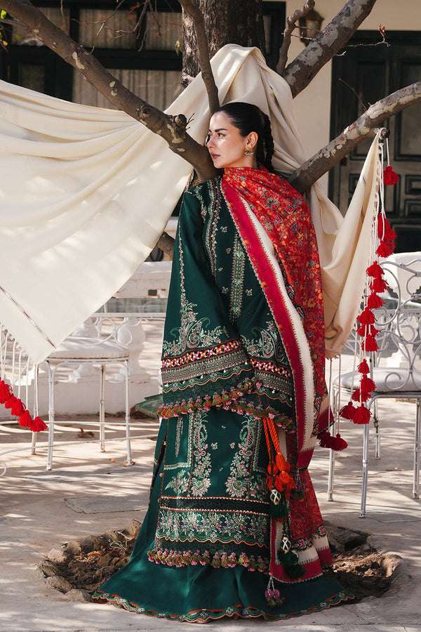 Hussain Rehar  3PC Embroidered karandi Suit with Printed Shawal -GA2065