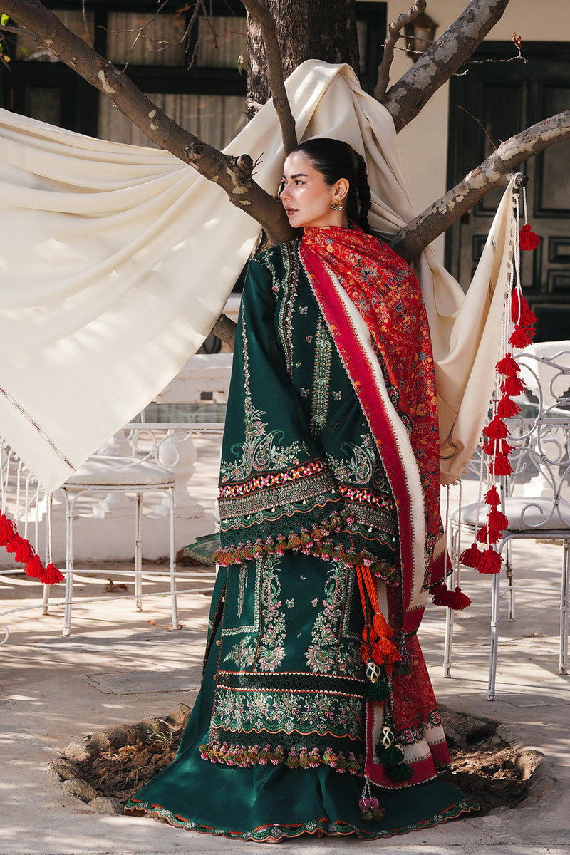 Hussain Rehar  3PC Embroidered karandi Suit with Printed Shawal -GA2065