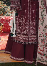 Hussain Rehar 3PC Embroidered karandi Suit with Printed Shawal -GA2066