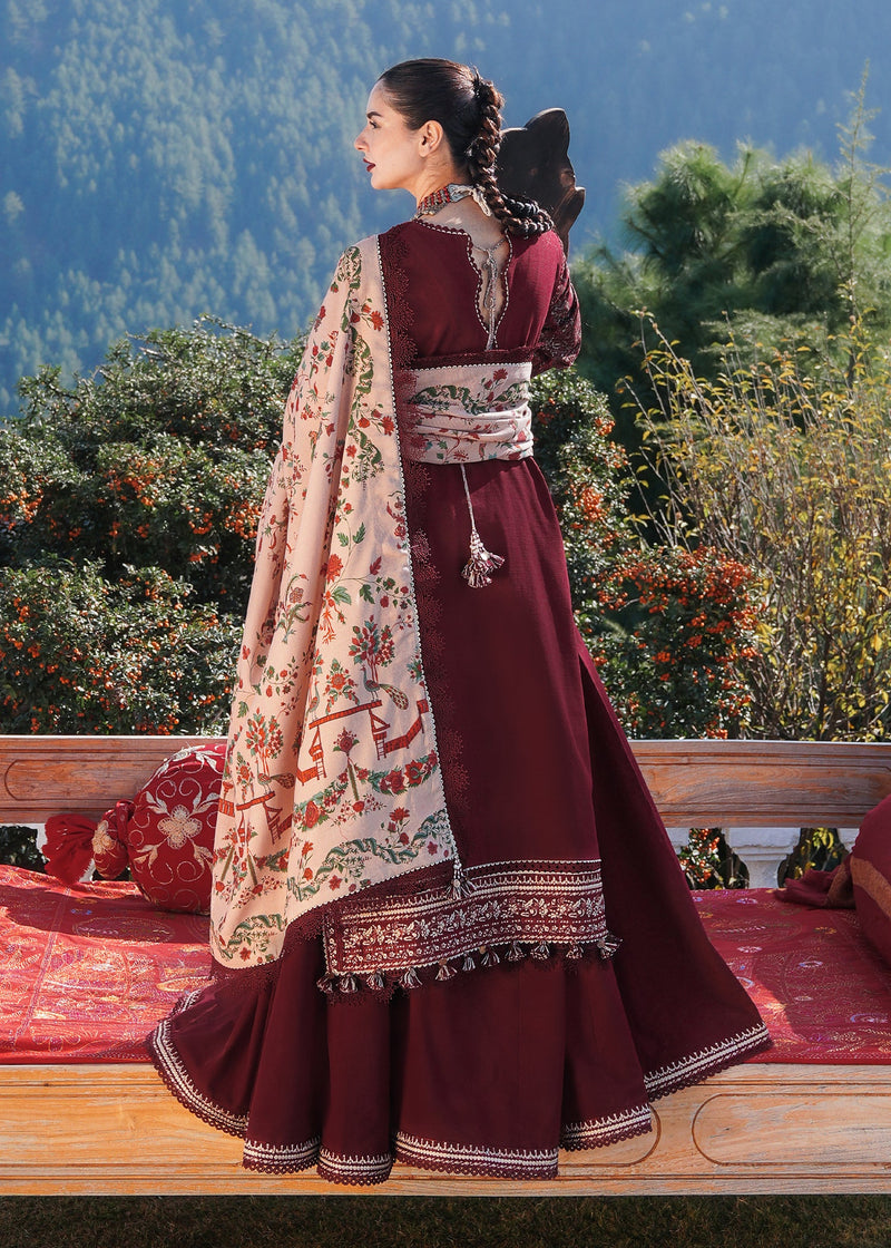 Hussain Rehar 3PC Embroidered karandi Suit with Printed Shawal -GA2066