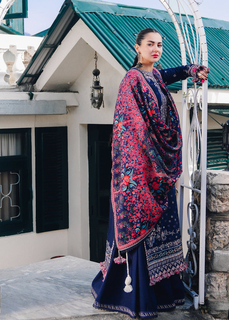 Hussain Rehar 3PC Embroidered karandi Suit with Printed Shawal -GA2067