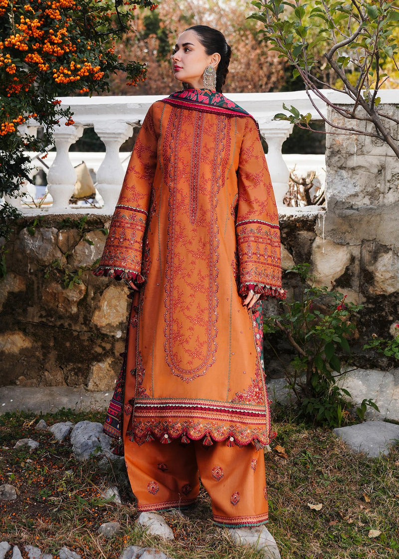 Hussain Rehar 3PC Embroidered karandi Suit with Printed Shawal -GA2068