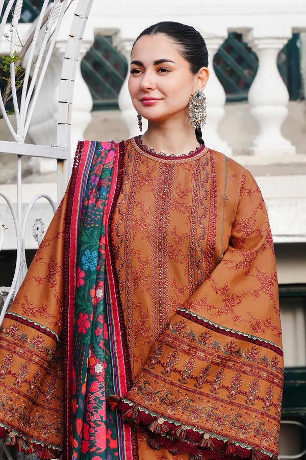 Hussain Rehar 3PC Embroidered karandi Suit with Printed Shawal -GA2068