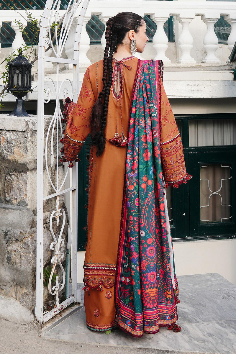 Hussain Rehar 3PC Embroidered karandi Suit with Printed Shawal -GA2068