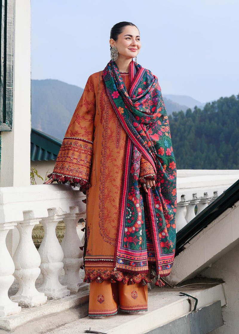 Hussain Rehar 3PC Embroidered karandi Suit with Printed Shawal -GA2068
