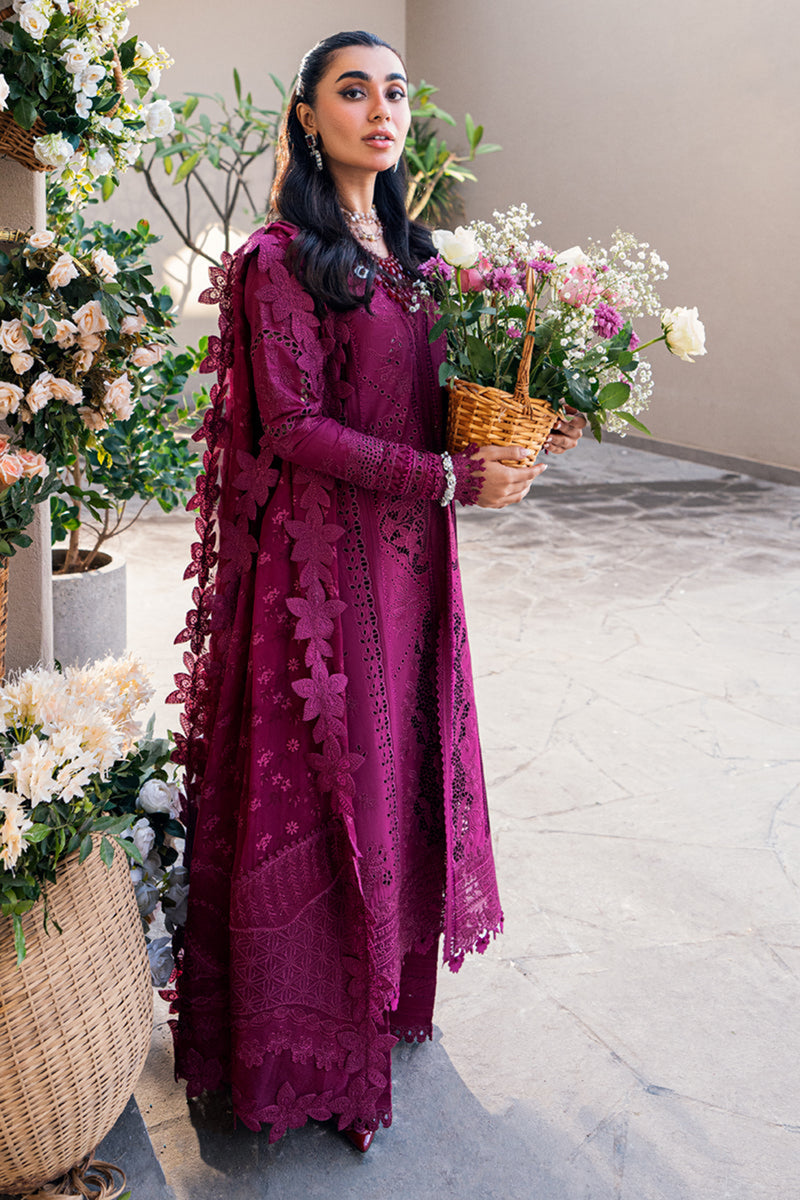 Qalamkar Embroidered Lawn 3pc with Embroidered Slub Net dupatta-GA2022