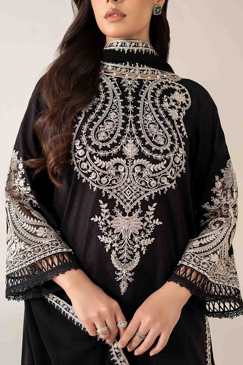 Maria B 3PC Embroidered Dhanak Suit with Embroidered Shawal -GA2054