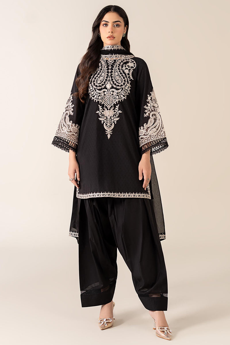 Maria B 3PC Embroidered Dhanak Suit with Embroidered Shawal -GA2054