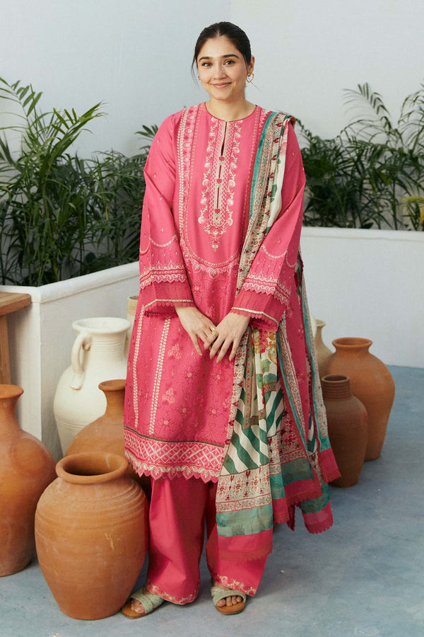 Zara Shahjahan Embroidered Lawn 3pc with Silk Printed Chiffon Dupatta - GA1885