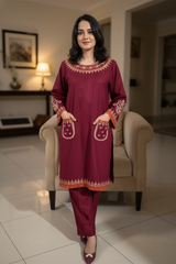 Zooj Yashal Embroidered Dhanak 2pc- GA1960