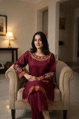 Zooj Yashal Embroidered Dhanak 2pc- GA1960