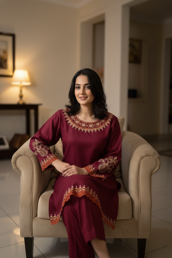 Zooj Yashal Embroidered Dhanak 2pc- GA1960