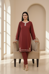 Zooj Banafsheh Embroidered Dhanak 2pc- GA1956